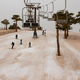 People ski at the Navacerrada ski resort on March 16, 2022, in Madrid, Spain on the second consecutive day a reddish blanket of dust has hovered over the country.
